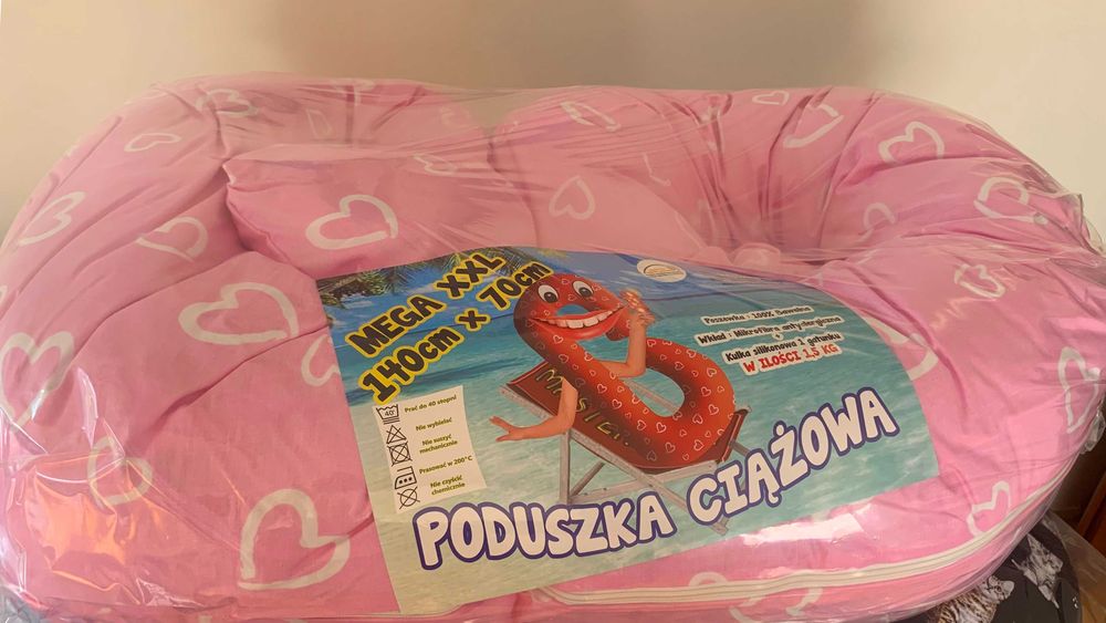 poduszka c ciążowa xxl różowa w serca Nowa