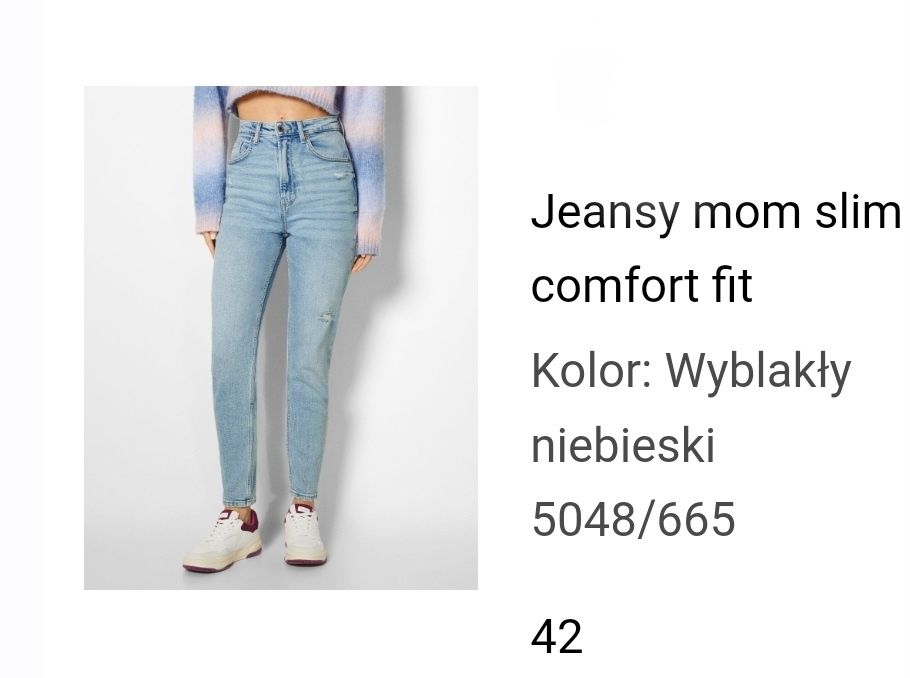 Nowe, Dżinsy, Mom jeans slim comfort fit tall, dla wysokich,dł.zew.103