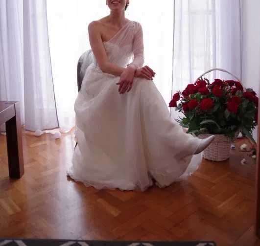 Suknia ślubna r. M/38 złamana biel Anna Sposa