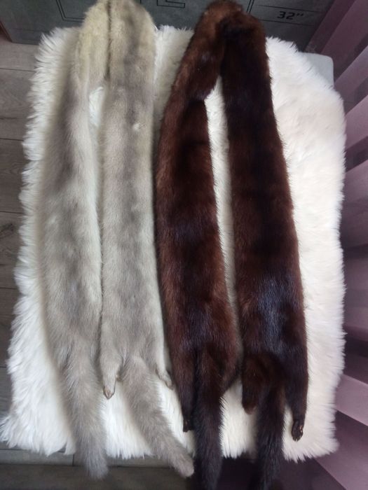 ЩГоржетка норка,комір з норки блакитний та коричневий,комір хутро