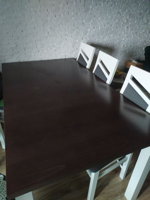 Stół rozkładany z krzesłami 90*160 + 40cm