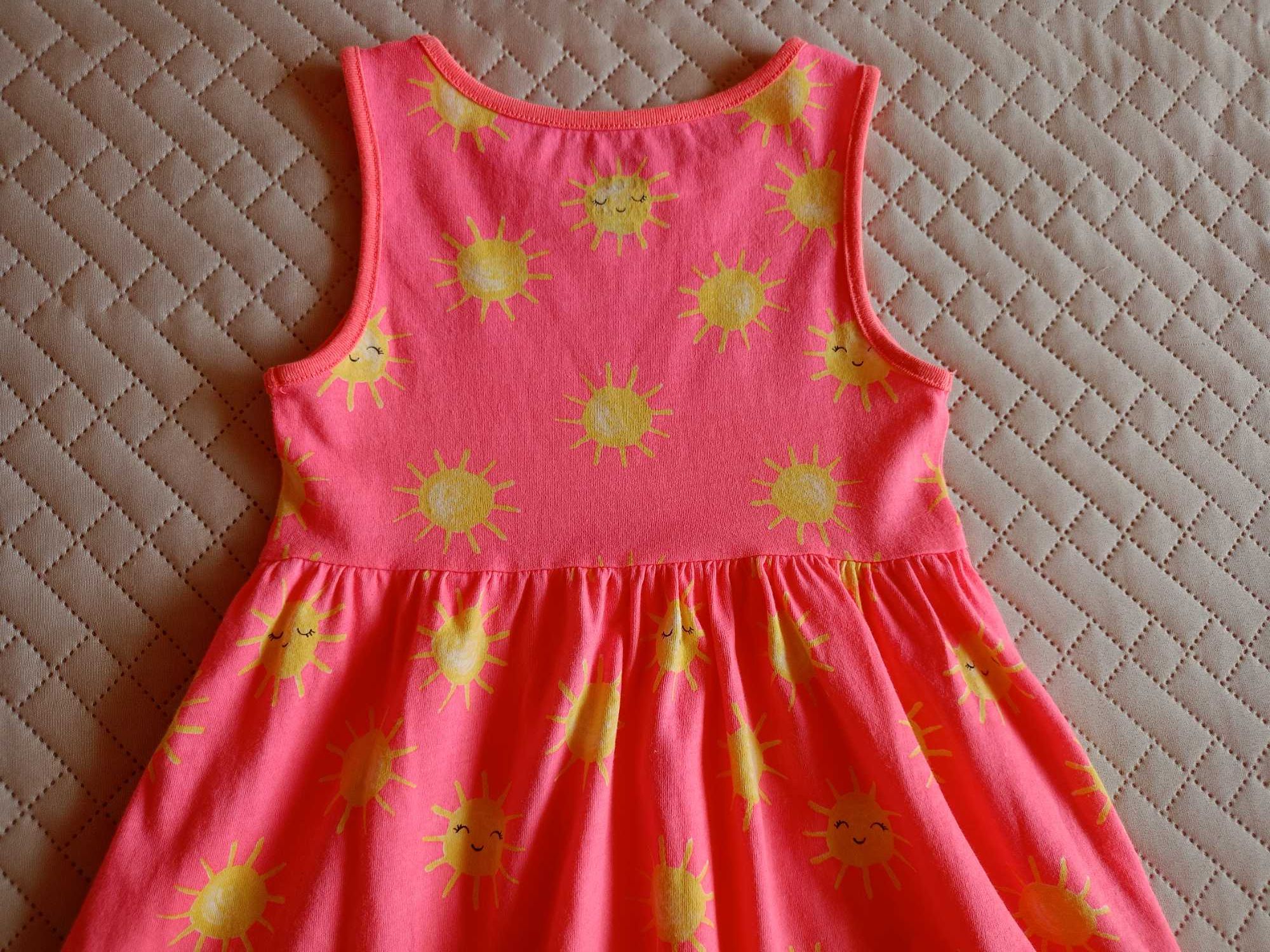 104 Neonowa bawełna organiczna sukienka na lato letnia różowa