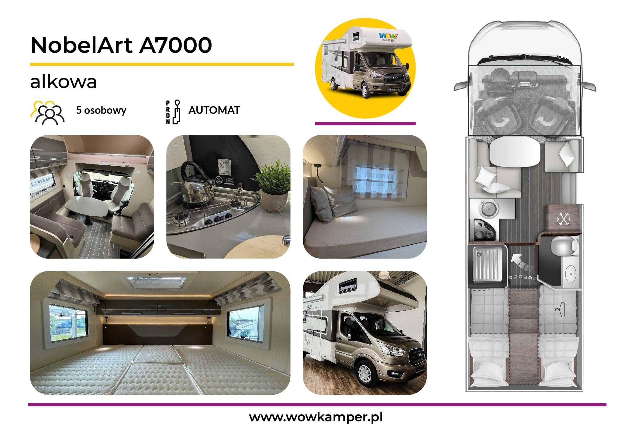 KAMPER - Wynajem Kampera - WoW! Automat, nawet 6 osobowe! CIN