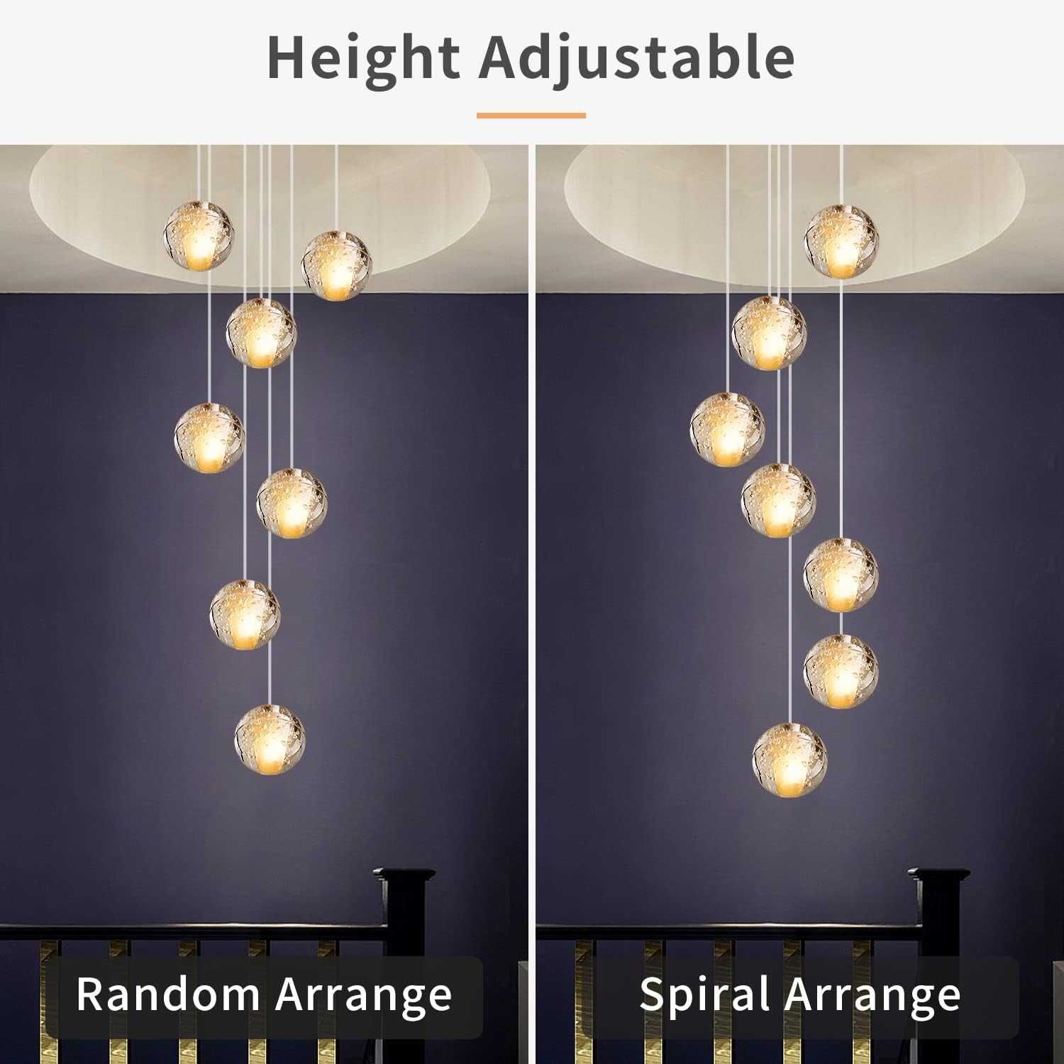 Lampa wisząca LED 7 kul kryształowych exlusive design