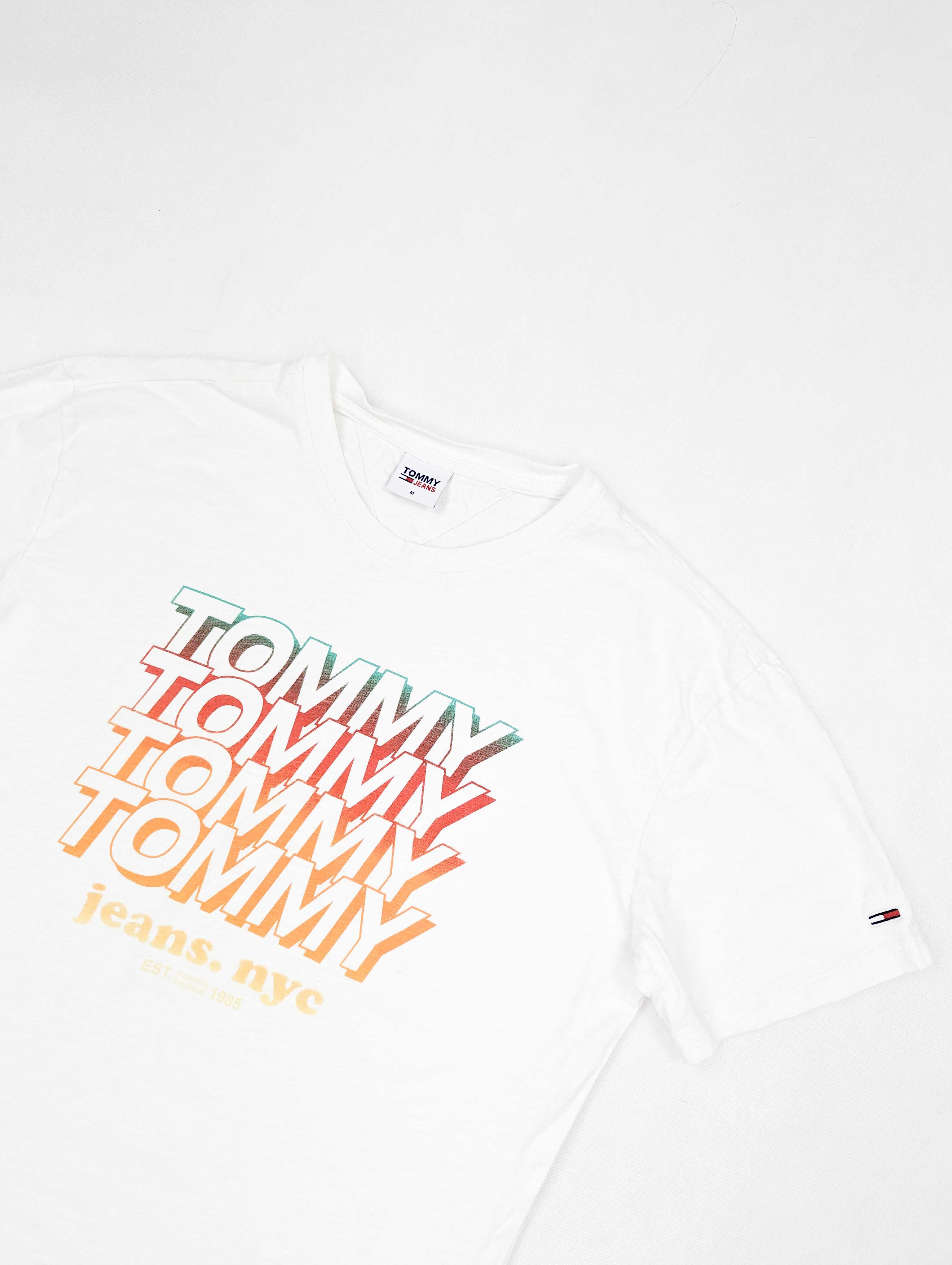 Tommy Hilfiger biała koszulka t-shirt M logo