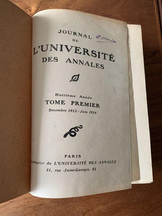Journal de L’UNIVERSITÉ DES ANNALES - 1913 a 1914