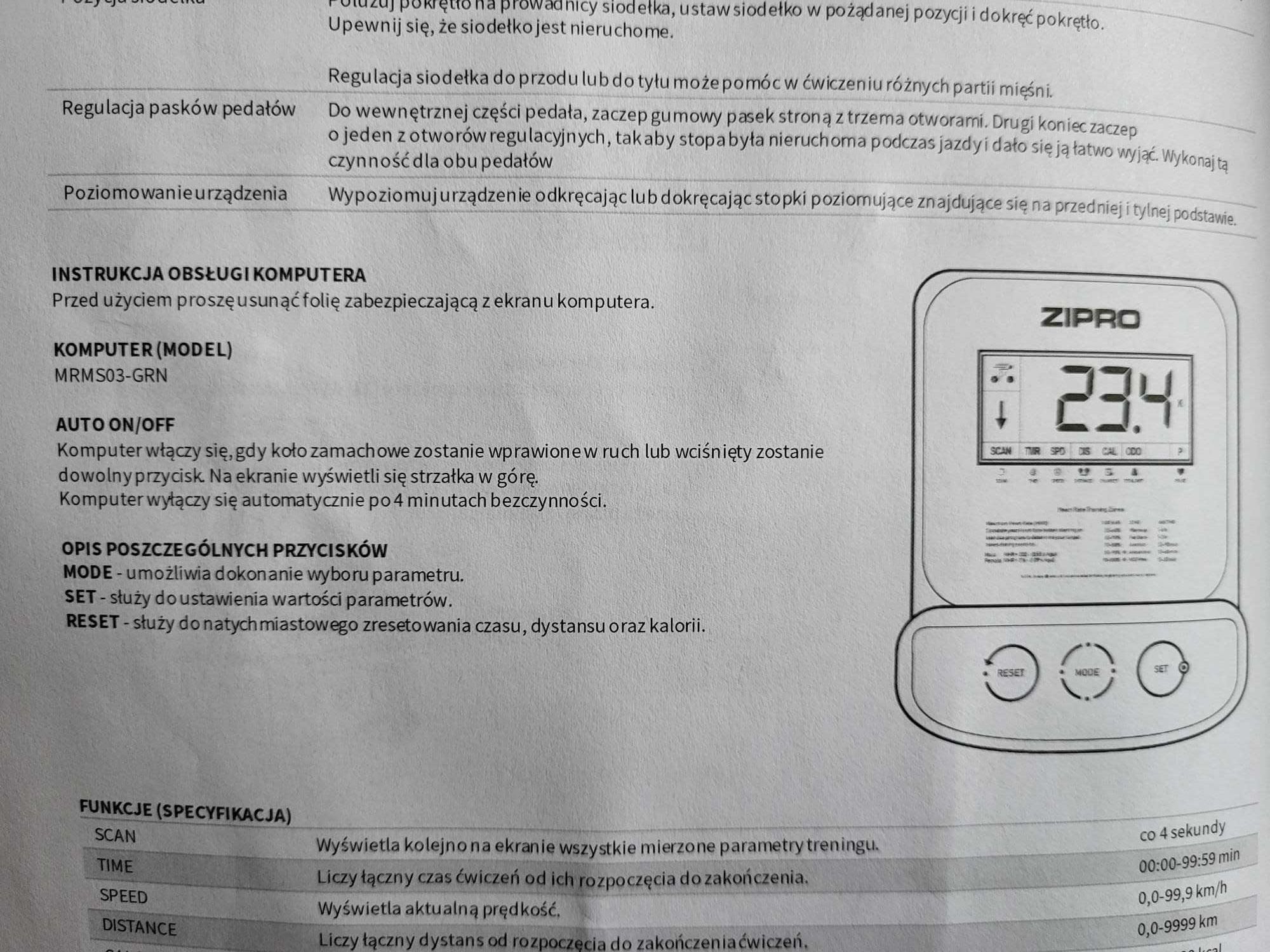 Uszkodzona kierownica do roweru stacjonarnego Zipro Nitro