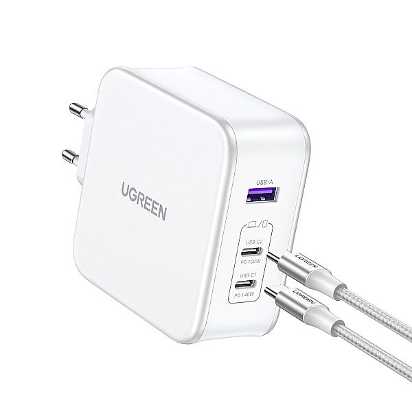 Ładowarka sieciowa GaN Ugreen Nexode CD289 USB-A/2xUSB-C 140W + kabel