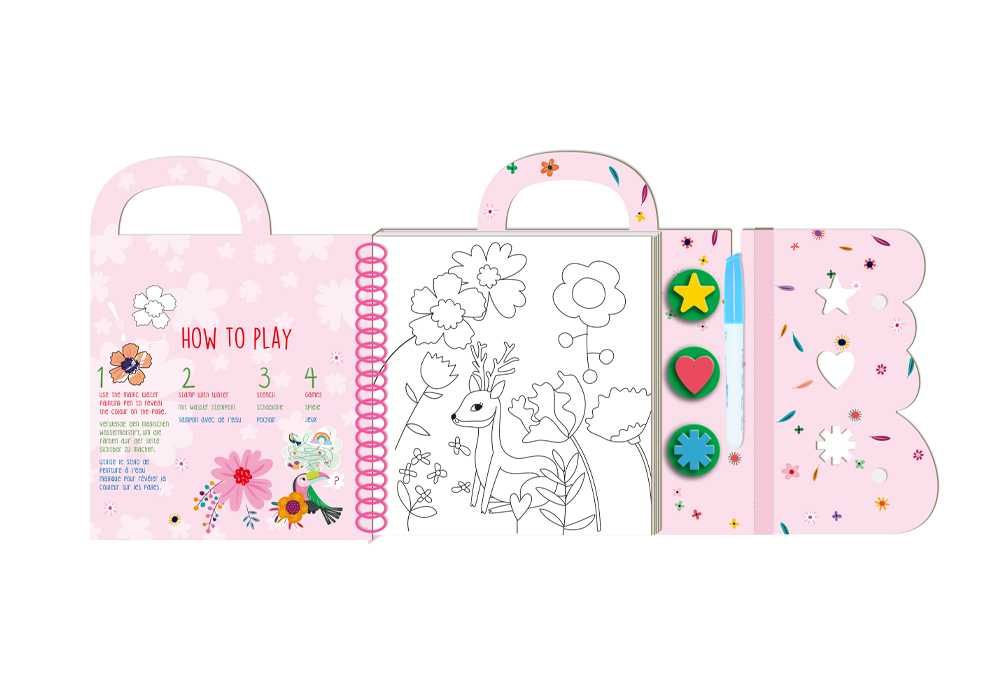 Avenir Багаторазова водна розмальовка 4 в1 Сад фантазій 8 аркушів