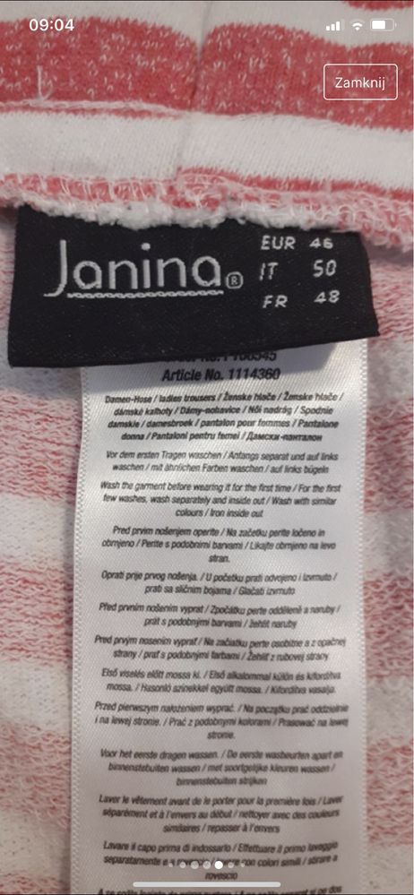 Janina 46 damskie szorty krotkie spodenki w paski biało różowe bawełna
