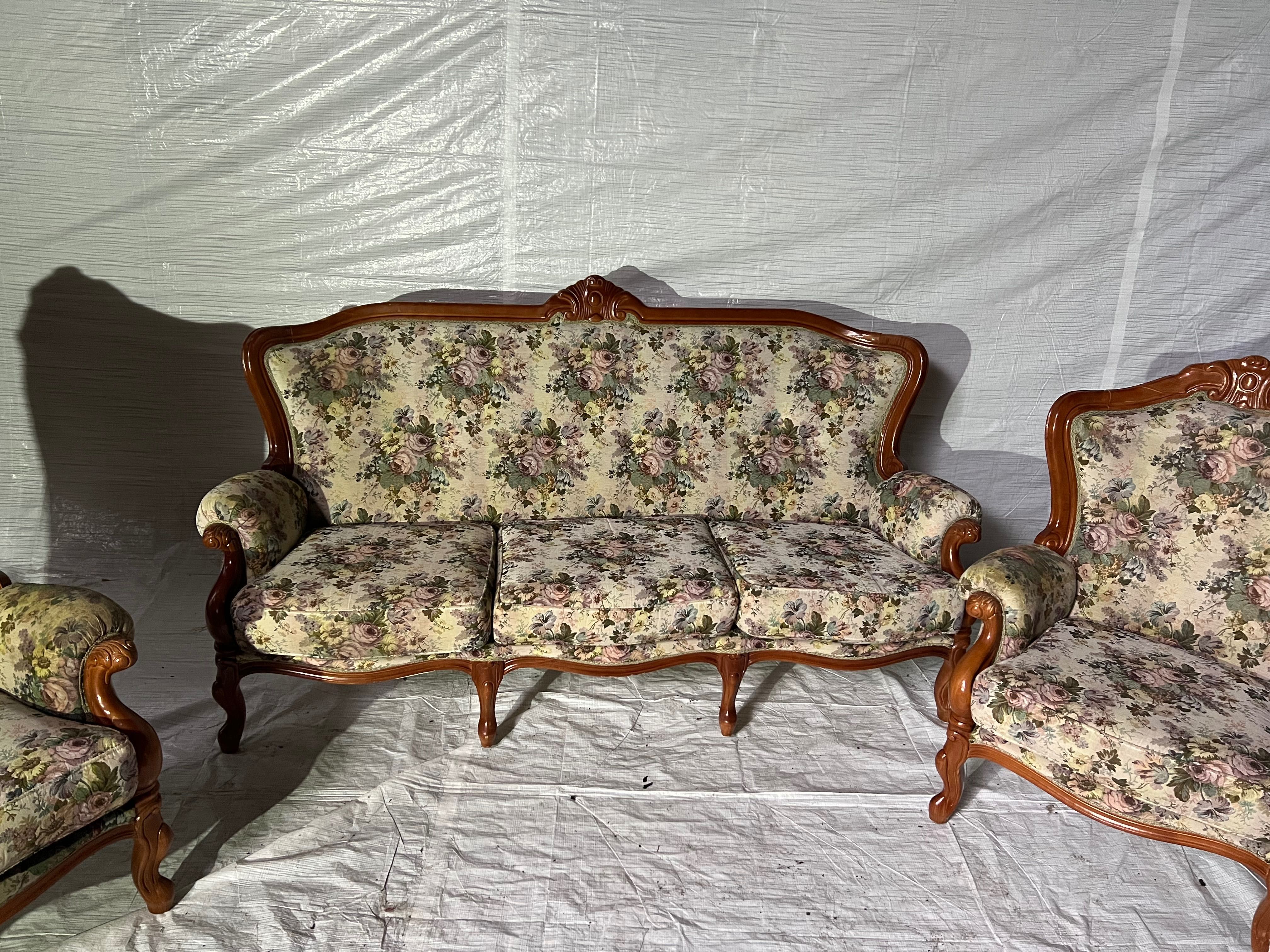 Wypoczynek Ludwikowski Sofa Kanapa + Fotel Ludwik Stylowy zestaw