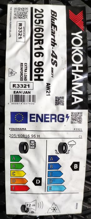 4x 205/60R16 Yokohama BluEarth AW21 2025r klasa PREMIUM 3 lata gwar.