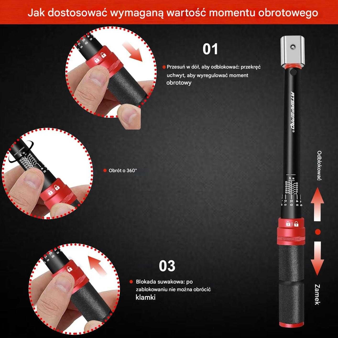 Klucz Dynamometryczny Wtykowy 3-25Nm 9x12mm