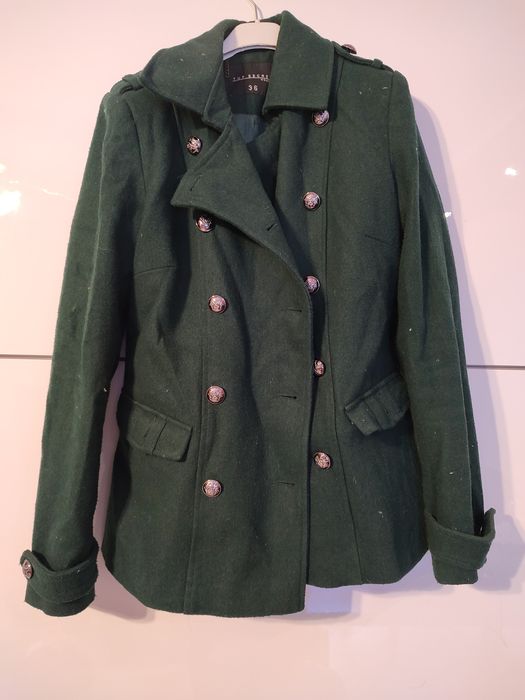 Jesienny płaszcz butelkowa zieleń