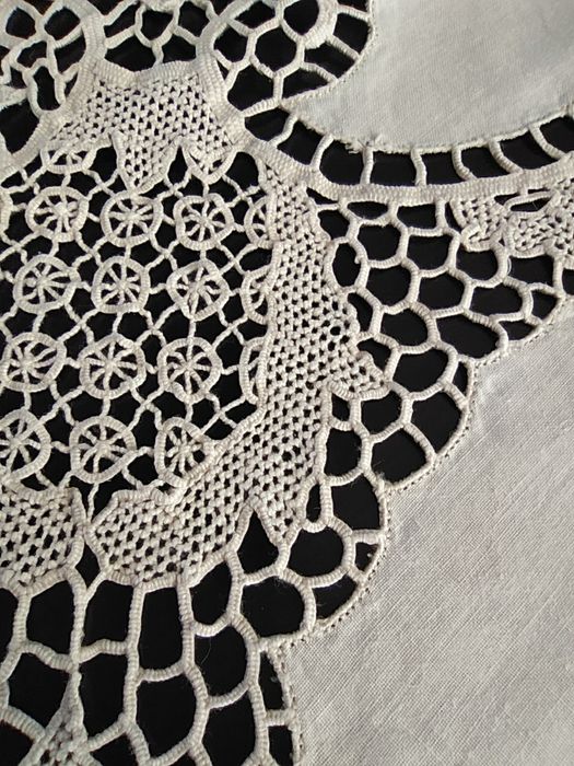 Toalha linho com 8 guardanapos