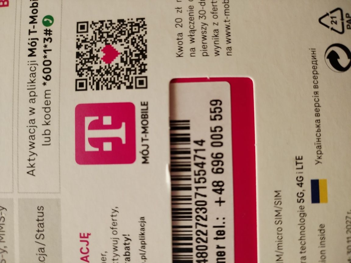 Starter T-mobile, 7200 GB, 20 złotych