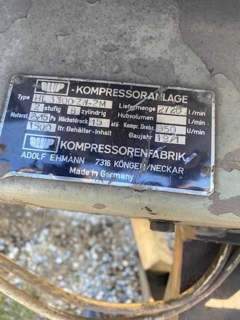 Kompresor ALUP typ HL 3300ZW-2M,używany wraz ze zbiornikiem