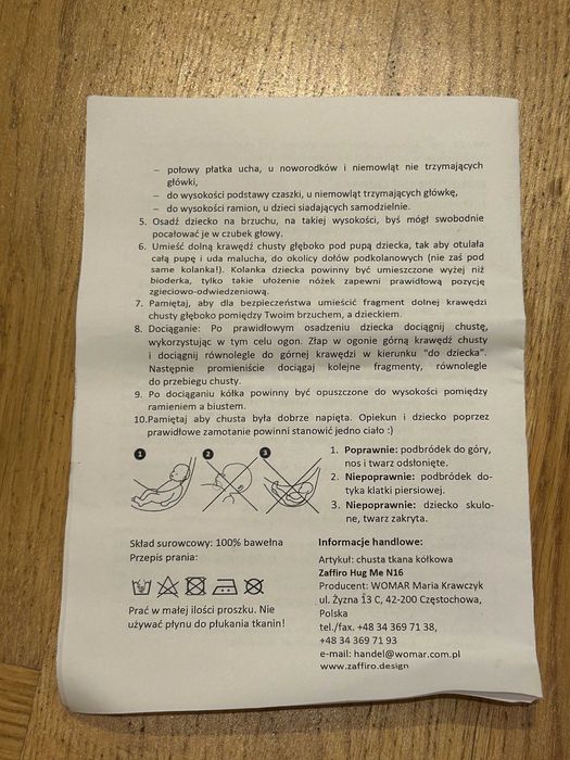 Chusta nosidło Zaffiro Woven Sling HUG ME - nosidełko dla dzieci