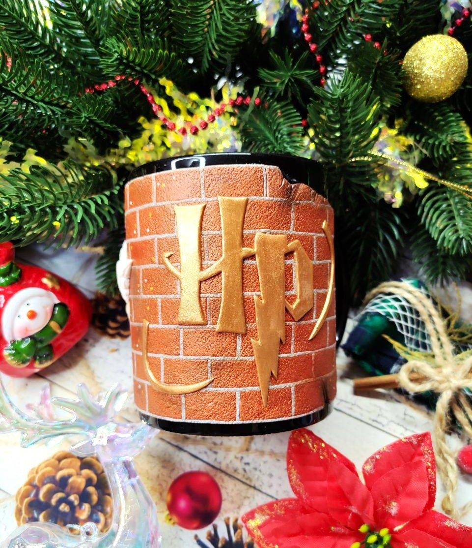 Чашка кружка Гарри Поттер с декором полимерная глина подарок