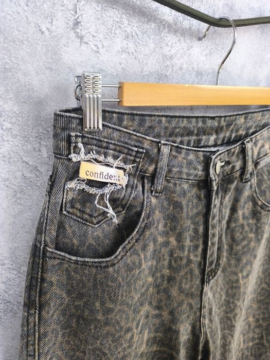 Леопардові жіночі джинси вільні широкі під вінтаж висока посадка