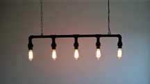 lampa sufitowa industrialna, loft, z rur hydraulicznych