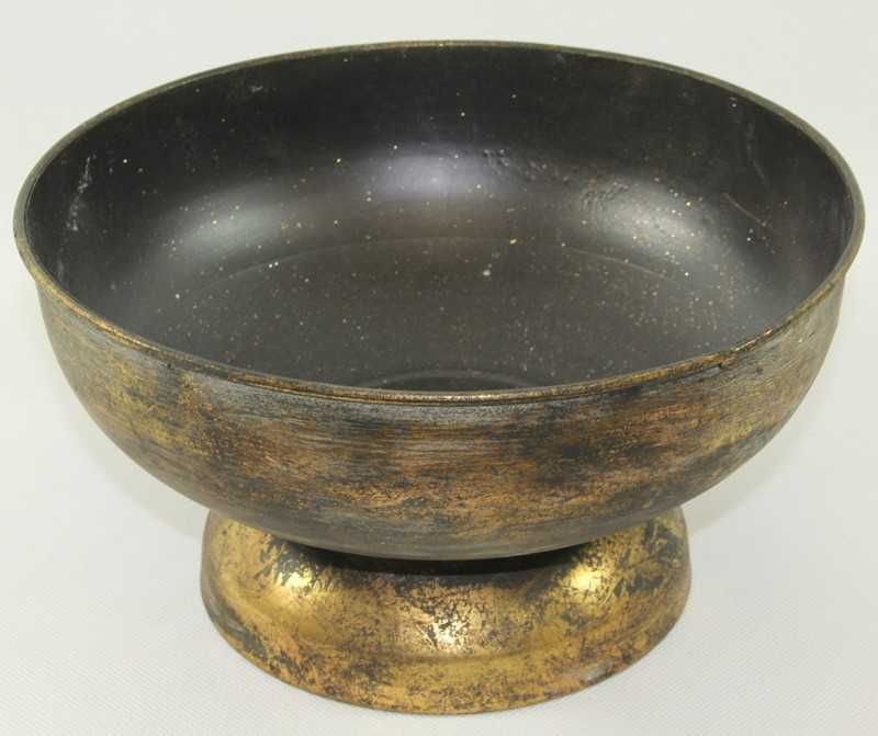 Osłonka Na Doniczkę Złota Mała Postarzana Okrągła Metalowa 102496