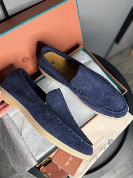Лофери чоловічі сині loro piana lp замшеві сині туфлі кеди
