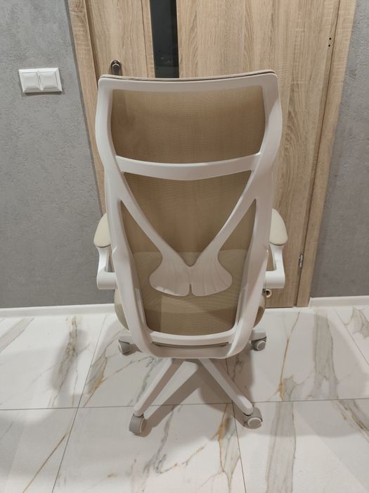 Krzesło biurowe,obrotowe,beżowy, fotel songmics