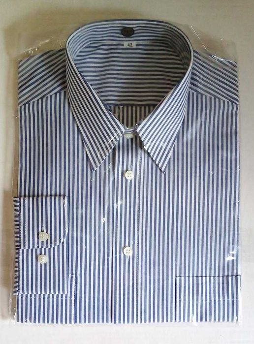 Męska Koszula na co dzień w paski 42 XL klasyczny prosty krój Regular