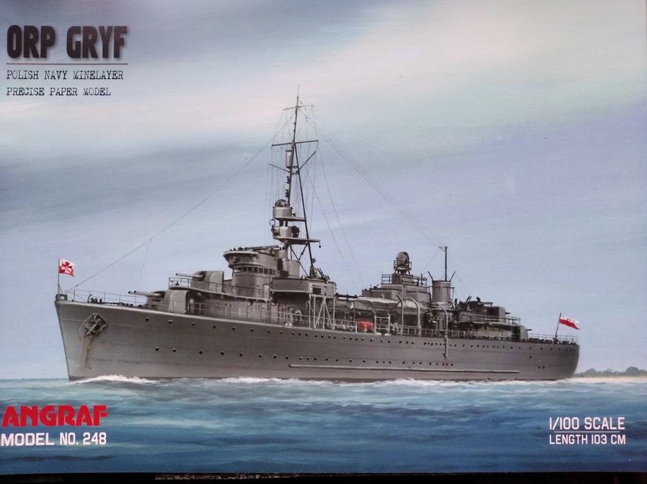 Model kartonowy okręt ORP Gryf, Angraf 248, 1:100