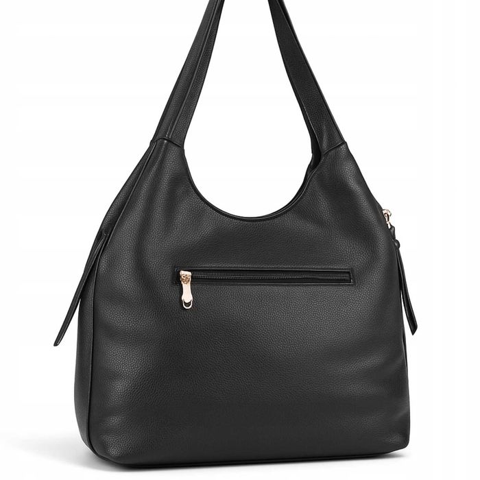 Torebka Damska Shopper Czarna Duża A4 Skóra Ekologiczna Elegancka