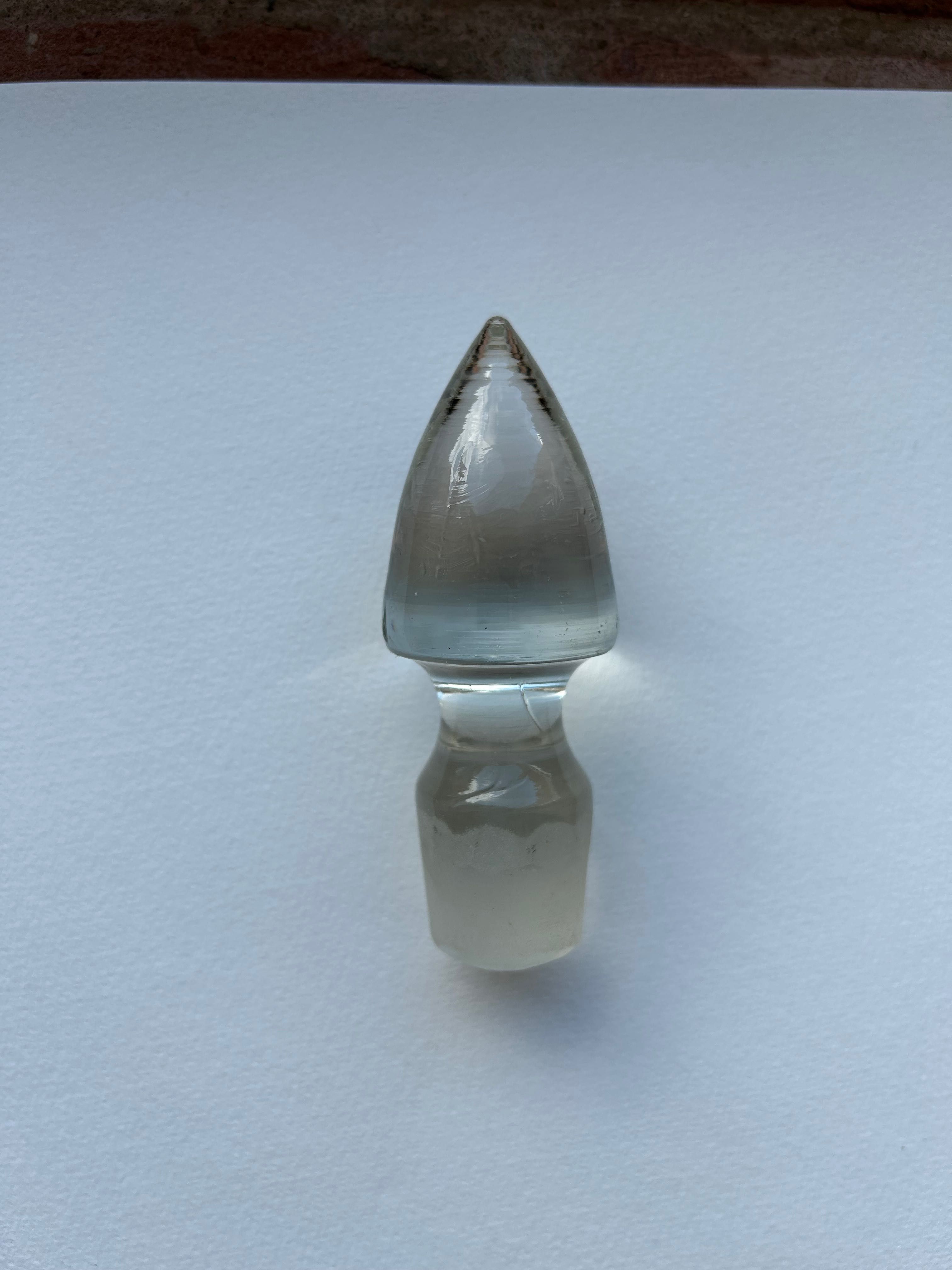Korek do karafki długość 9 cm szkło/kryształ prl