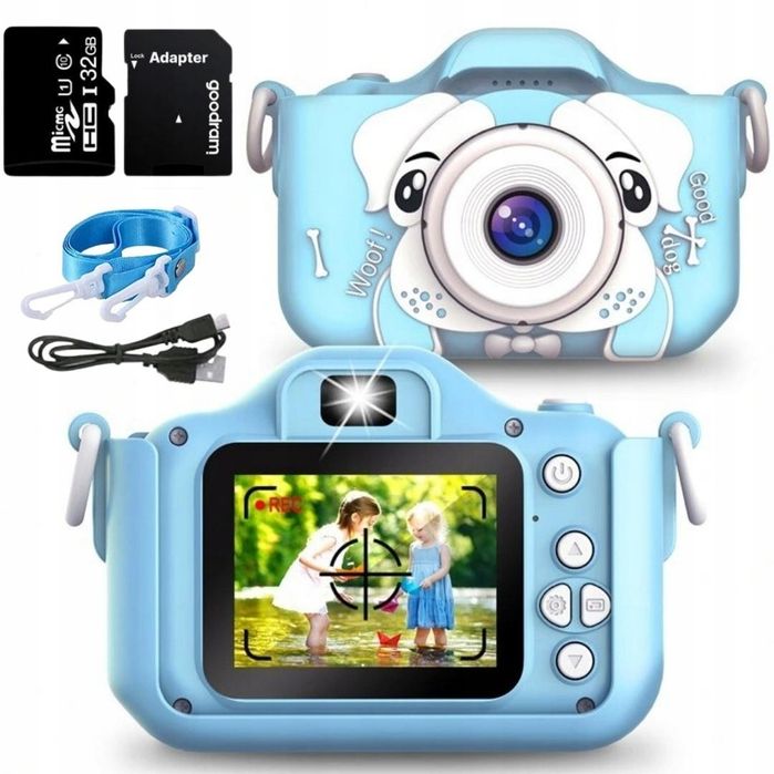 Aparat Dla Dzieci Kamera Zabawka 40Mpx Zabawka +Karta 32Gb - Niebieski