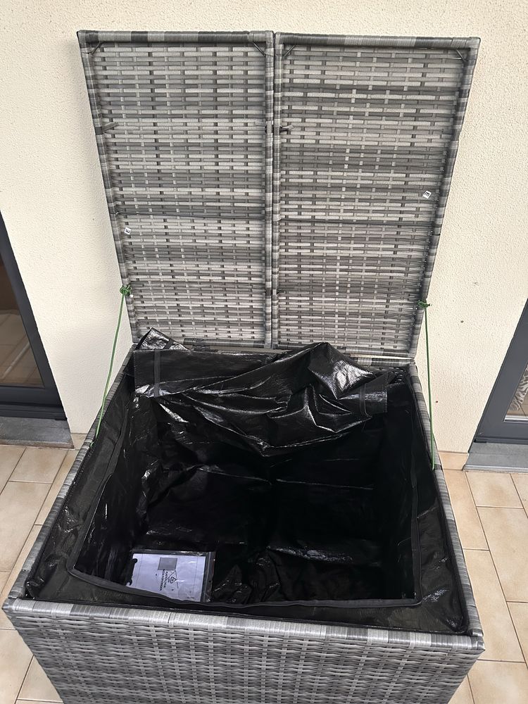 Caixa de arrumação para jardim 291L vime - cinza