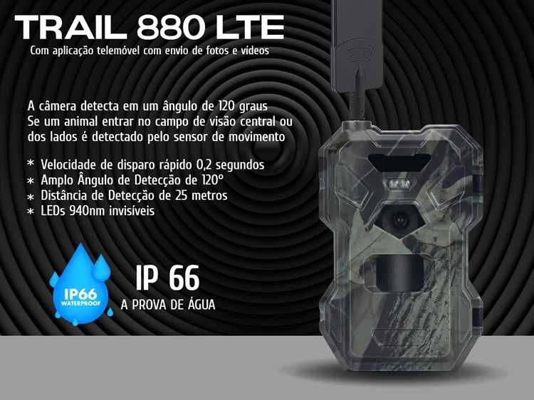 Câmera 880 LTE com aplicação telemóvel com envio de fotos e vídeos