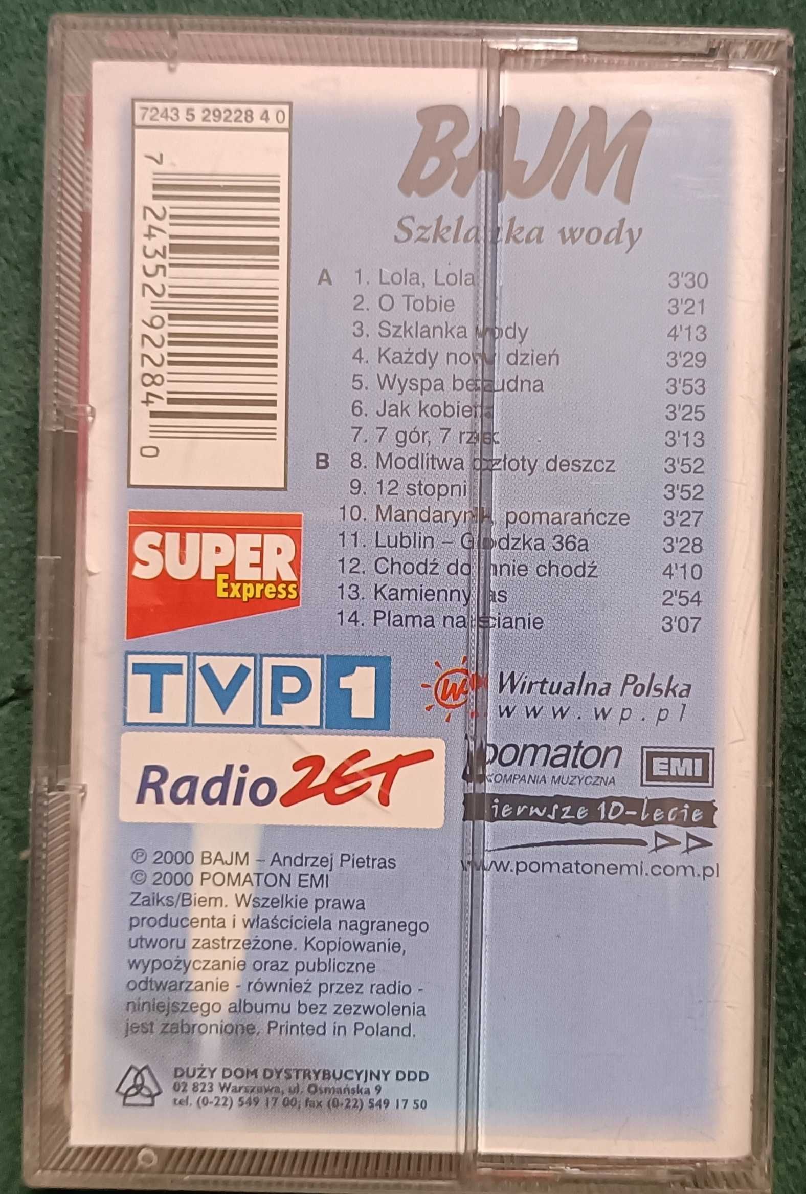 Bajm kaseta Szklanka wody stan bdb