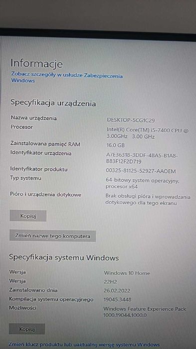 komputer msi w bardzo dobrym stanie