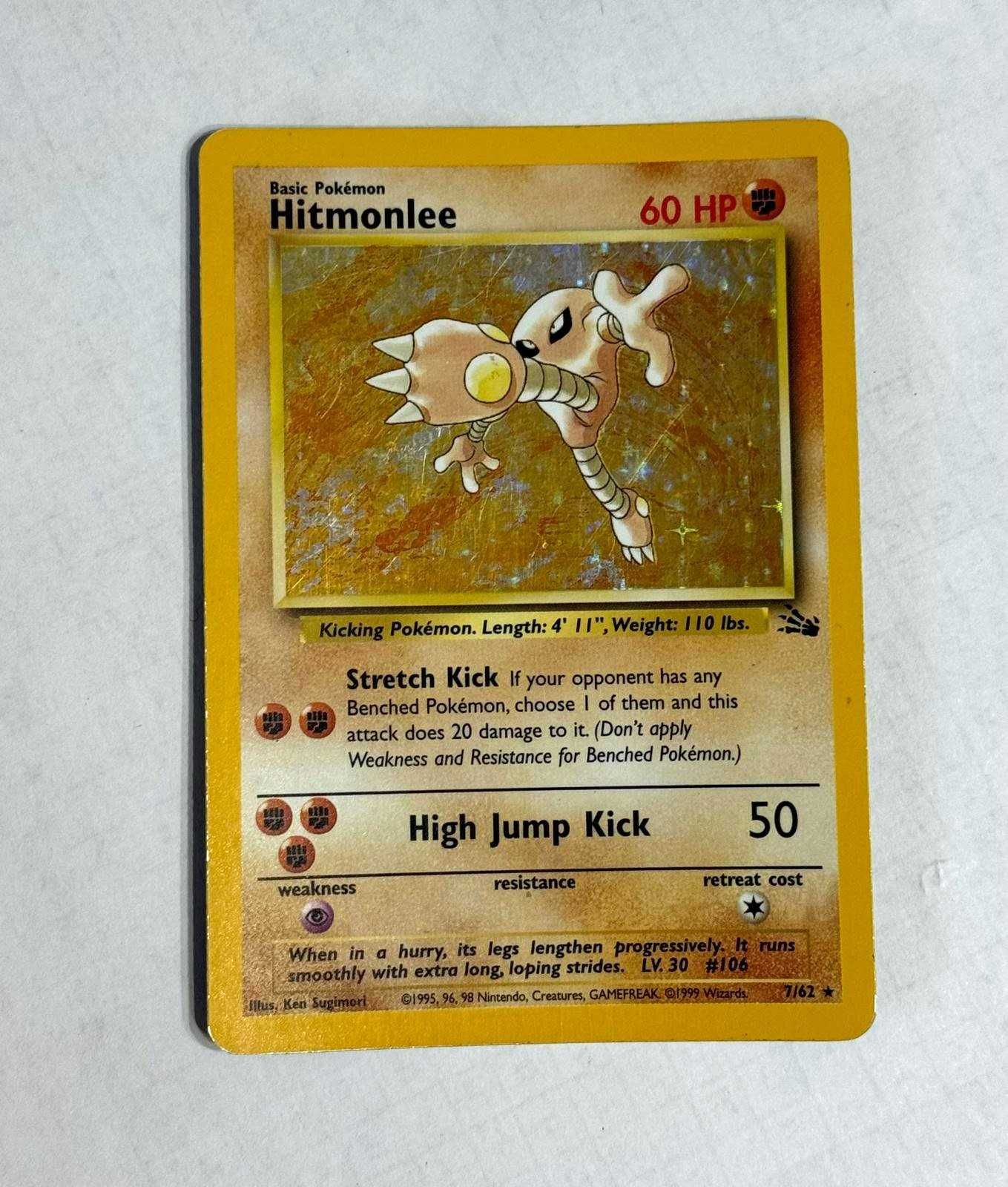 Hitmonlee Holo 7/62 Rara Fossil - Carta Original Pokémon TCG