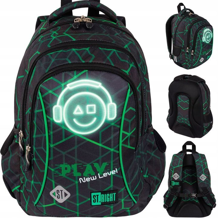 St.right Plecak Szkolny Młodzieżowy Dla Chłopca Gamer Klasa 1 3