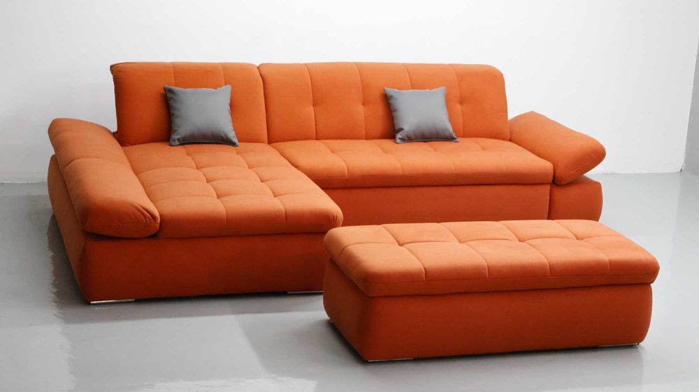 TKC Narożnik z funkcją spania PUFA pomarańczowy rozkładana rogówka sof