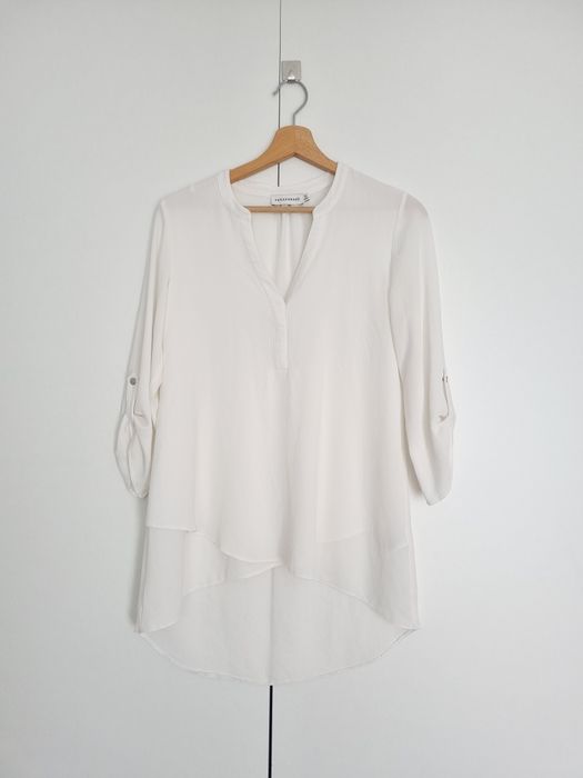 Bluzka koszula biała elegancka oversize 34 XS moda lato luźna zwiewna