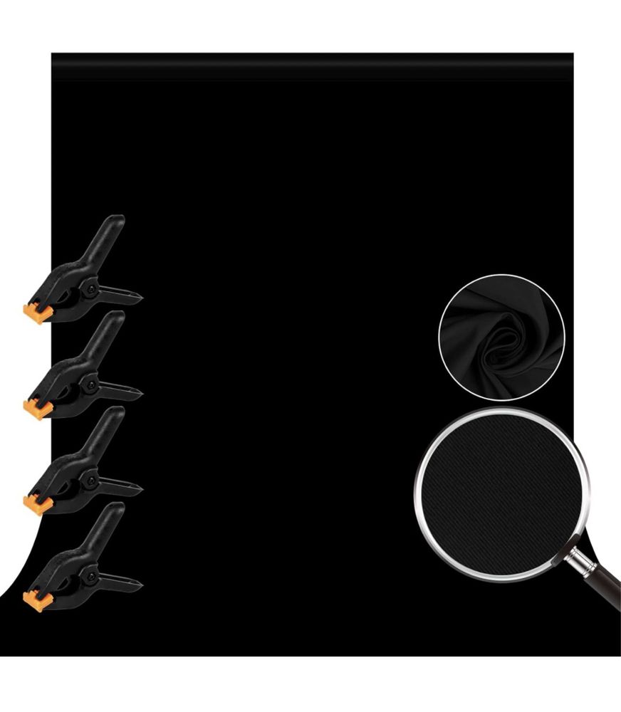 Photo Background, 3 x 3 m Black Fabric/ Tło do zdjęcia, czarna tkanina