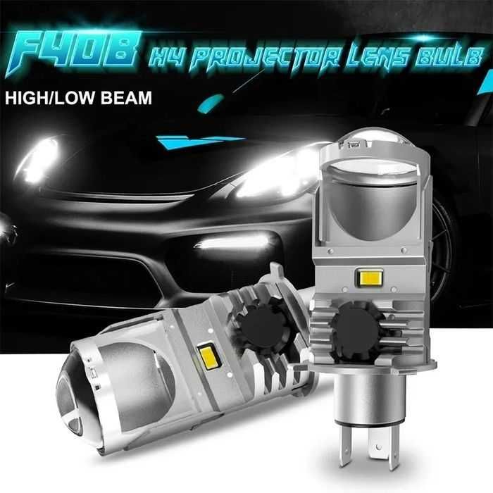 Авто лампа H4 bi led линзи  F40B 12-24м 6000K 30000Lm  (цена за 2шт)