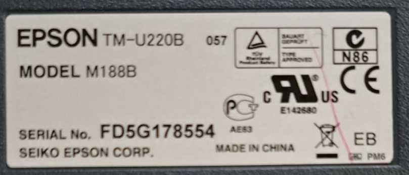 Epson TM-U220B Modelo M188B Impressora Matricial Ligações USB e REDE