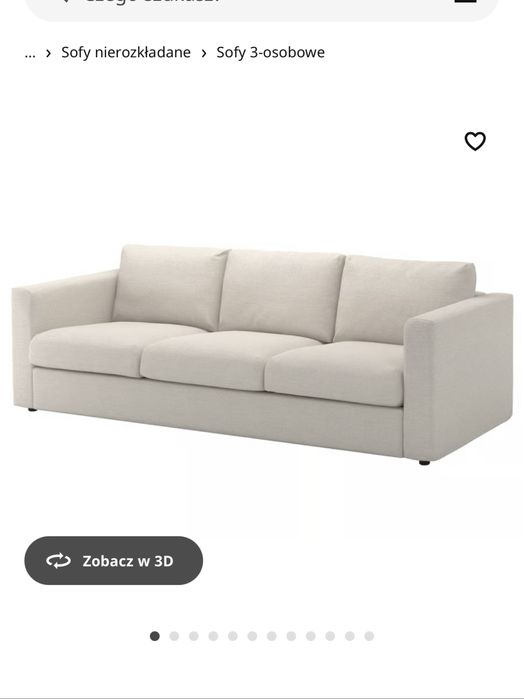 Sofa 3 osobowa nierozkladana z podnóżkiem