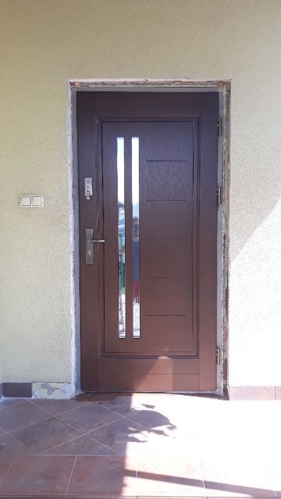 Drzwi zewnętrzne drewniane 78mm orzech/antracyt!Od ręki!Czyste powietr