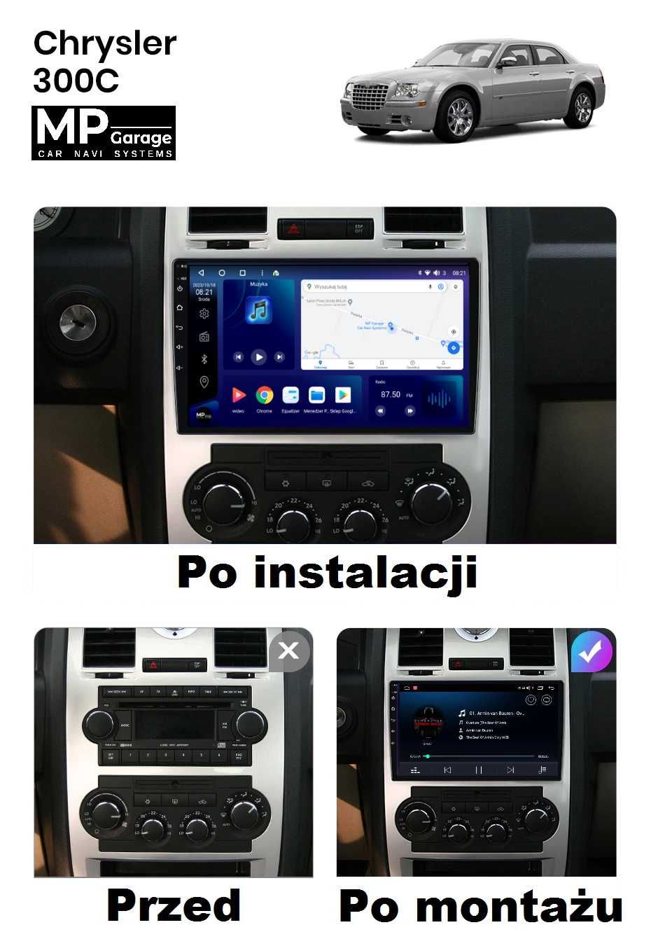 Radio CHRYSLER 300C Android 11 Nawigacja 4G LTE CarPlay Qled Montaż