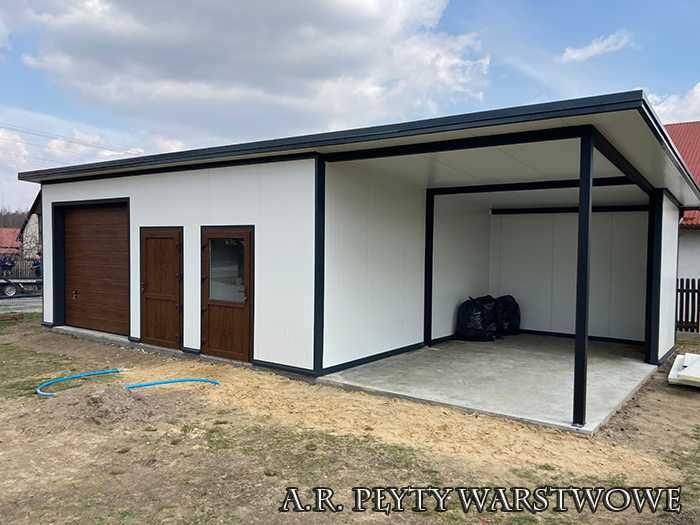 Garaż z płyty warstwowej, garaż ocieplany, garaż przemysłowy płyta EPS