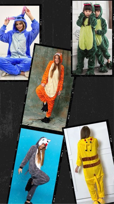 Кигуруми детский взрослый стич, піжама кігурумі единорог, акула, пикач