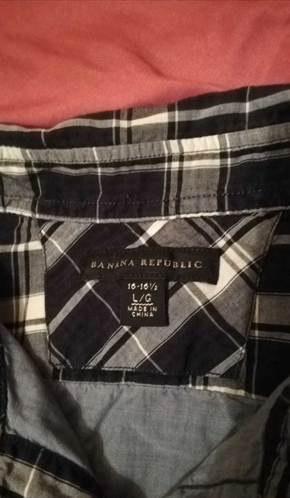 Koszula męska w kratę Banana Republic L 100% bawełna plamki